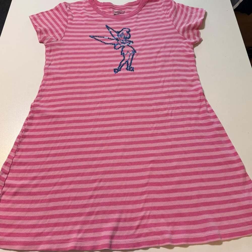Disney Vintage Y2K Grunge Coquette McBling Sequined Pink Striped Pj Nightgown